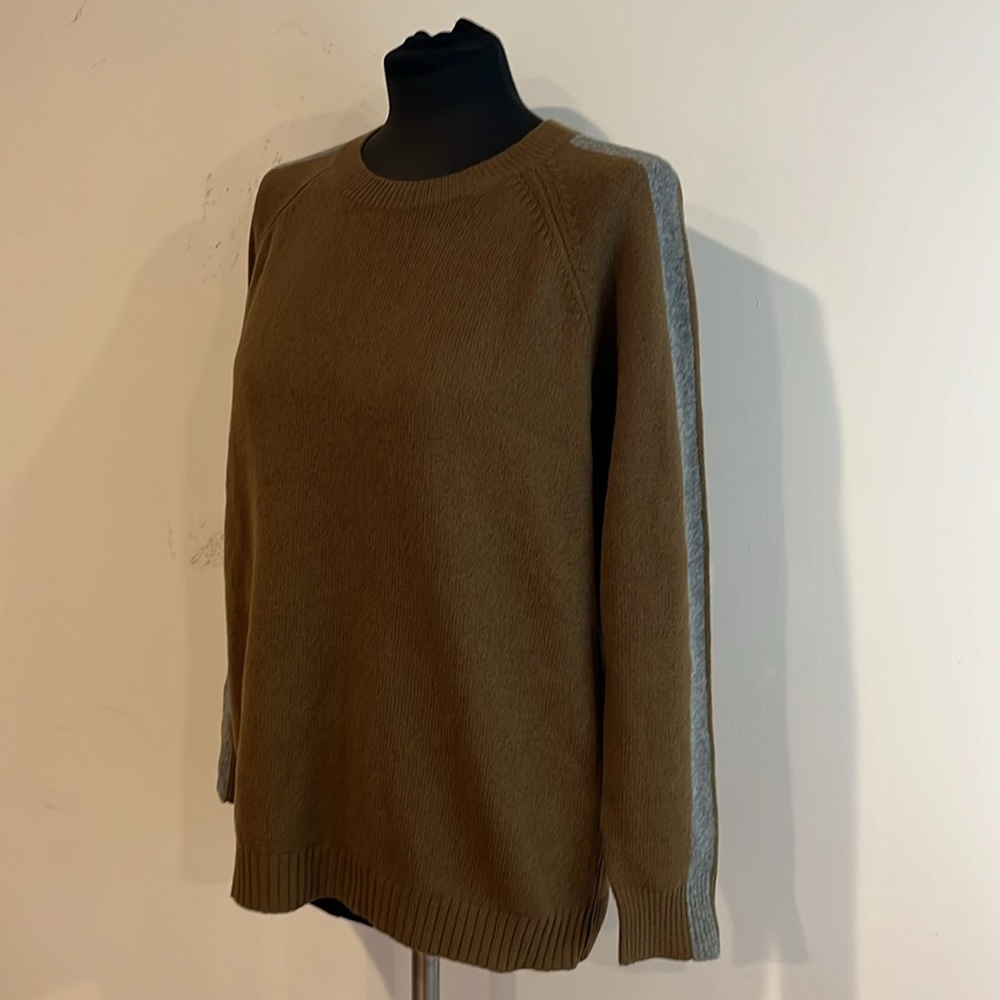 Madewell women’s 100% Merino wool scoop-neck sweater overside green/grey sizeXS‎ - Picture 5 of 16